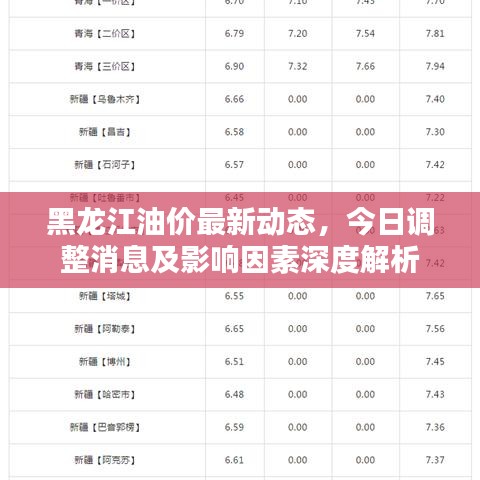 黑龙江油价最新动态，今日调整消息及影响因素深度解析