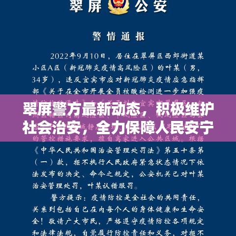 翠屏警方最新动态，积极维护社会治安，全力保障人民安宁