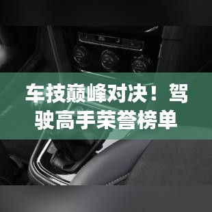 车技巅峰对决！驾驶高手荣誉榜单TOP10