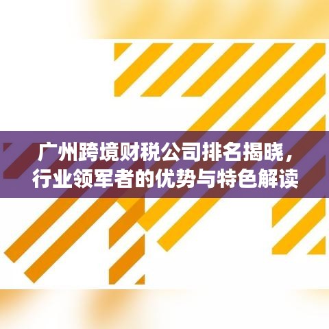 广州跨境财税公司排名揭晓，行业领军者的优势与特色解读